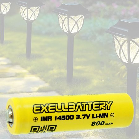 EXELL BATTERY 14500 Li-Ion 800mAh Rechargeable Solar Light BUTTON TOP Battery EBLI-14500C8-BT_SOLAR